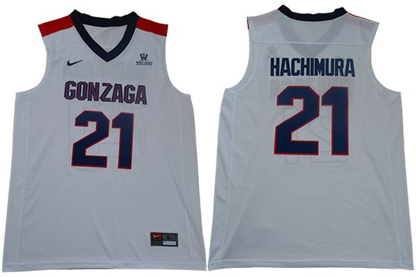 Men Gonzaga Bulldogs #21 Hachimura White Nike NCAA Jerseys